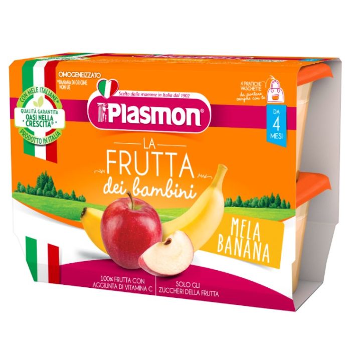 Plasmon Omogeneizzati Di Frutta Sapori Di Natura Alla Mela E Banana 4x100 g  +4m