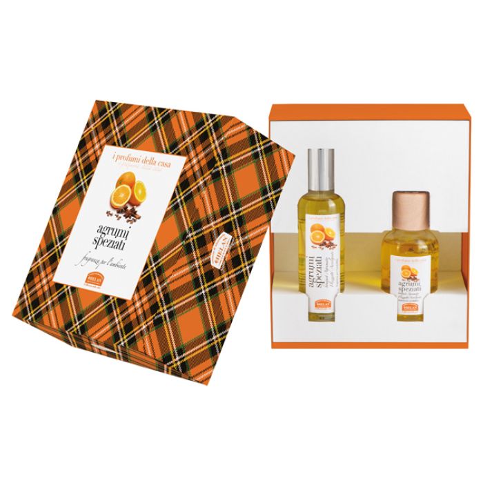 Helan I Profumi Della Casa Set Agrumi Speziati Fragranza 100ml + Bastoncini  Ambiente 100ml